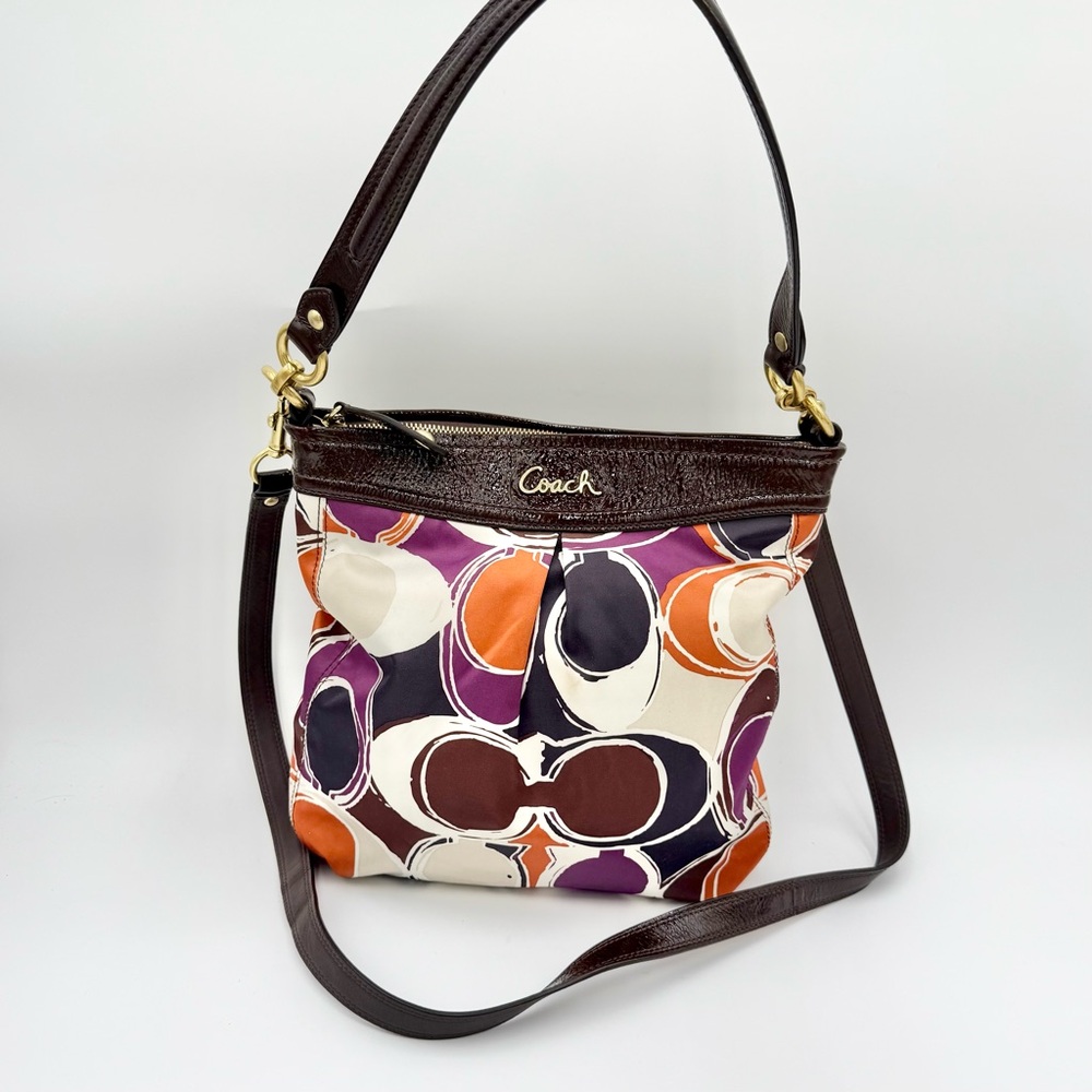 COACH Ashley Scarf Print Hippie Shoulder Crossbody Bag EUC
